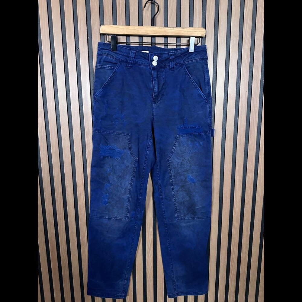 Pilcro Cargo Pants 26 Womens Blue Carpenter Double Knee Chambray 2 Button